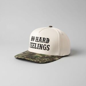 No Hard Feelings Trucker Hat Camo Brim Adjustable OS Graphic Hat